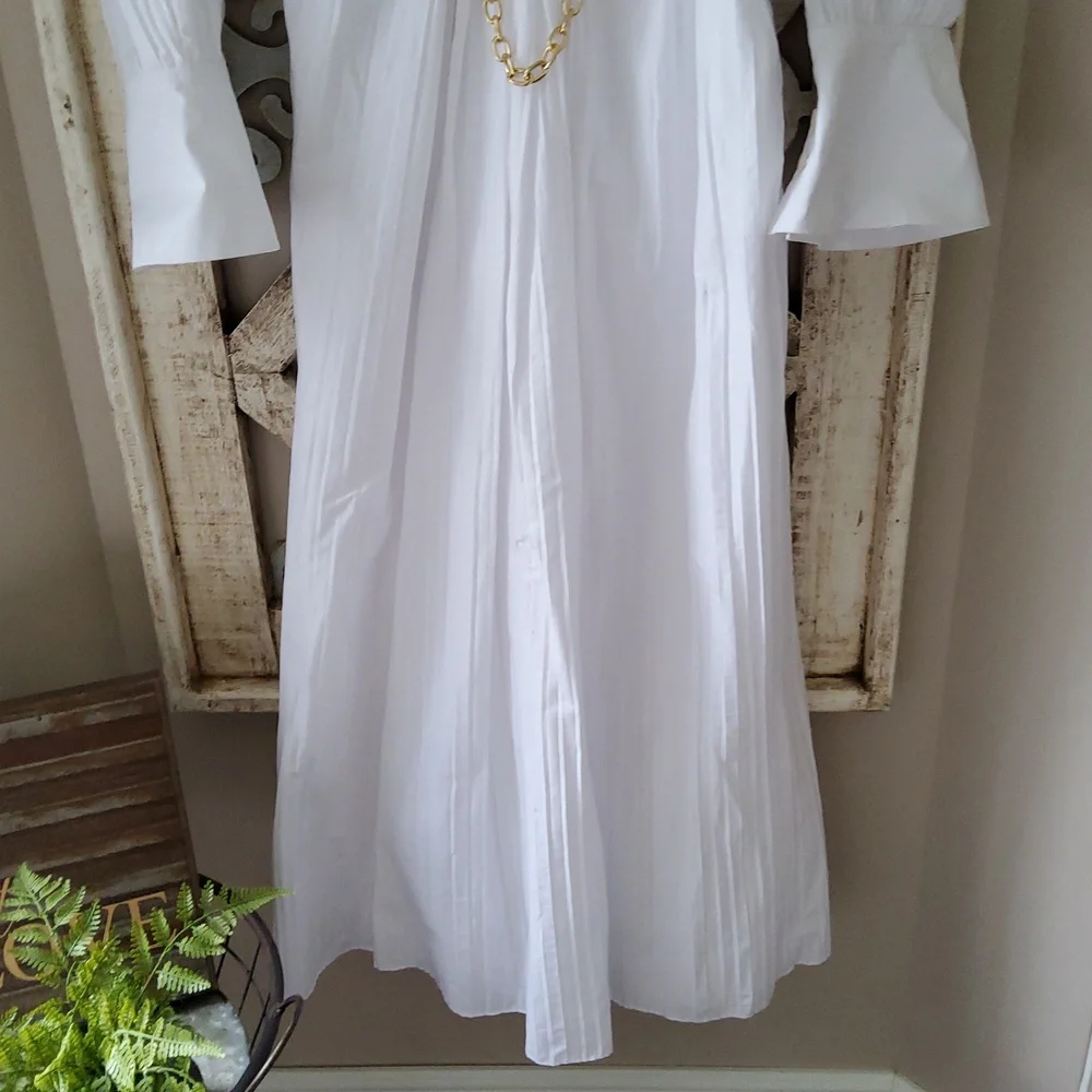 New Jonathan Simkhai Fraya Long Sleeve Cotton Blend Maxi Shirtdress - Picture 7 of 11